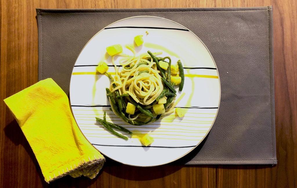 Linguine pesto, fagiolini e patate